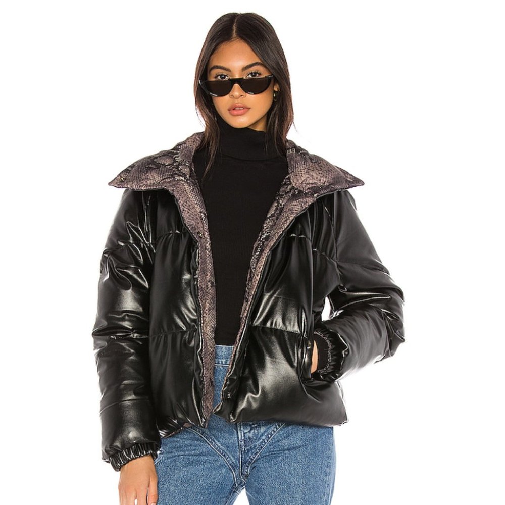 BLANKNYC Reversible Faux Leather Puffer Jacket